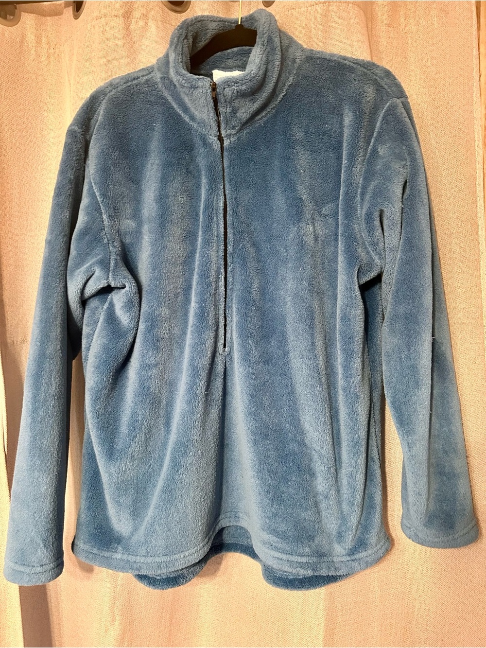 Hot Headz Womens Plush Half-Zip Fleece Sweater - Teal Blue 1X